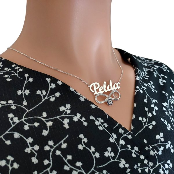 Gümüş Nazarlı Sonsuzluk Üstü İsimli Kolye