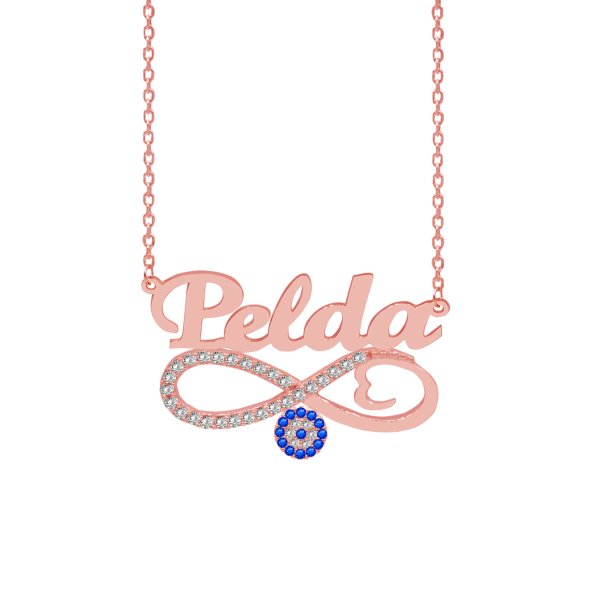 Gümüş Nazarlı Sonsuzluk Üstü İsimli Kolye