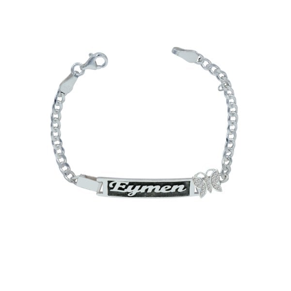 Gümüş Kelebekli Çocuk Bebek İsimli Bileklik