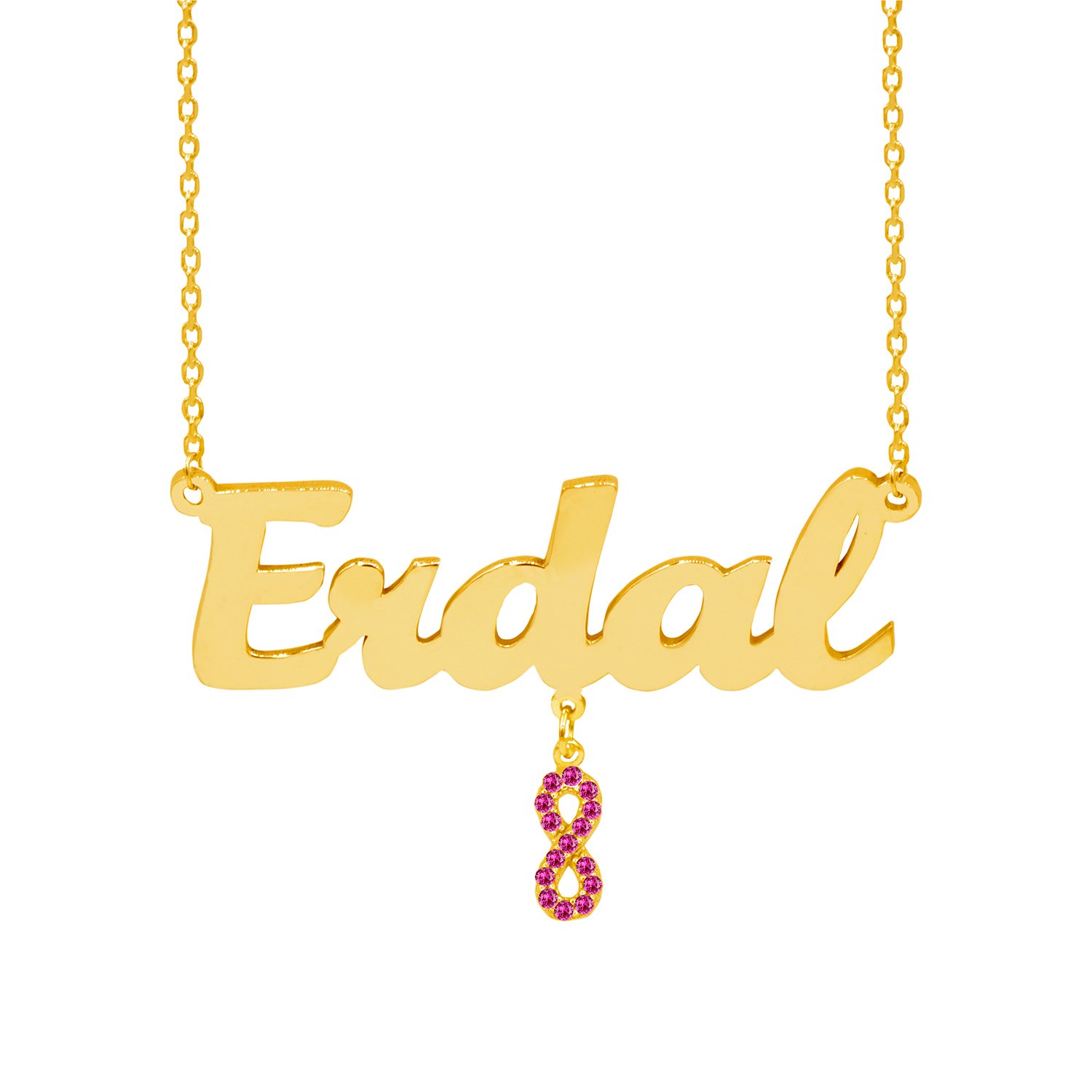 Gümüş Ruby Taşlı Sallantı Sonsuzluk İsimli Kolye