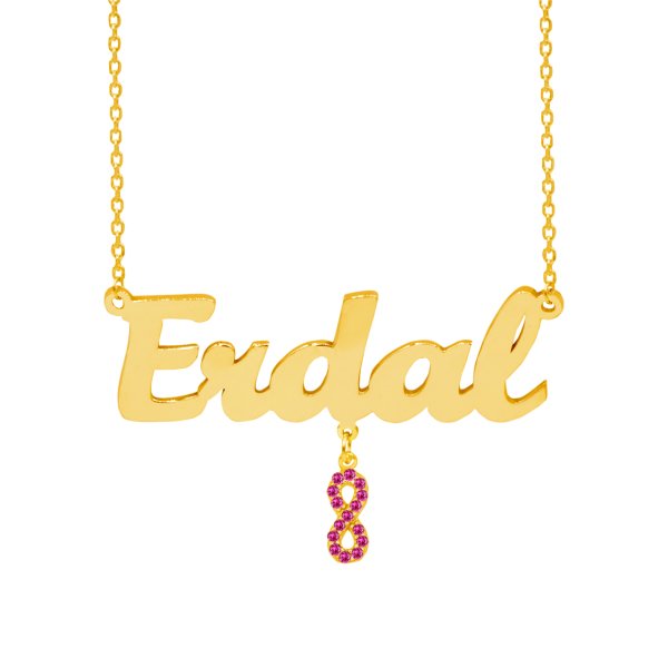 Gümüş Ruby Taşlı Sallantı Sonsuzluk İsimli Kolye