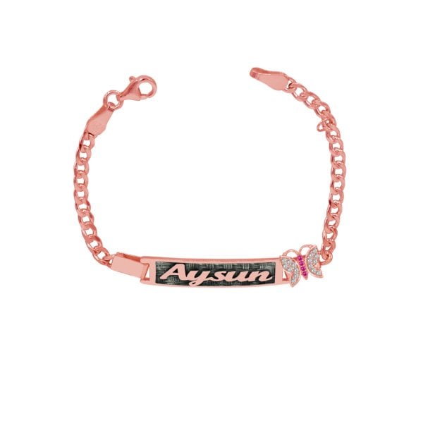 Gümüş Kelebekli Kız Çocuk İsimli Bileklik