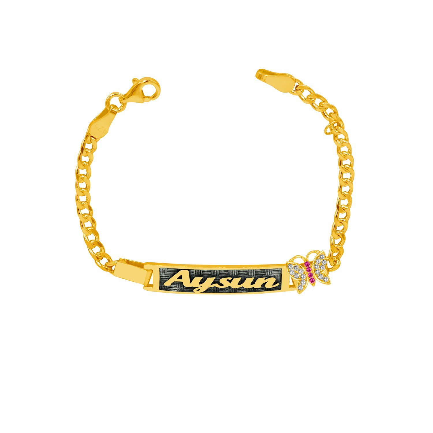 Gümüş Kelebekli Kız Çocuk İsimli Bileklik