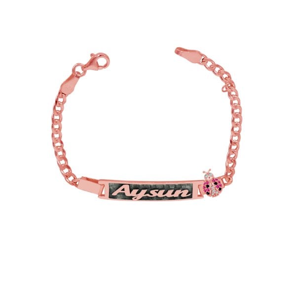 Gümüş Uğur Böcekli Çocuk İsimli Bileklik