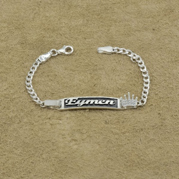 Gümüş Taçlı Çocuk İsimli Bileklik