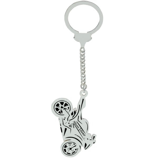 Gümüş Yarış Motoru İsimli Anahtarlık