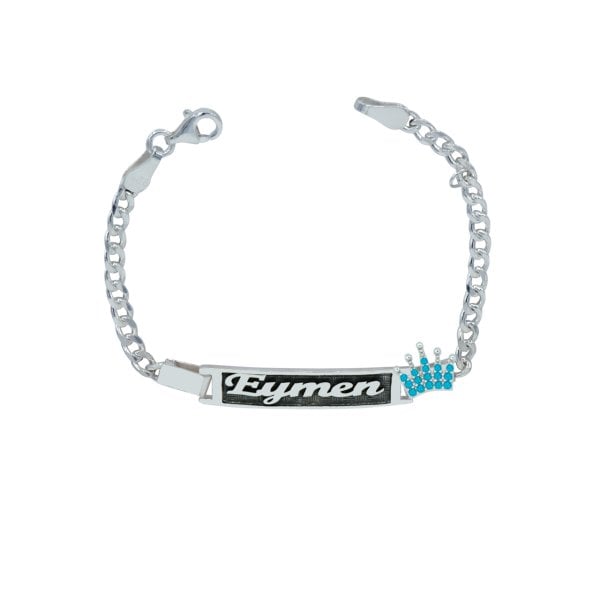 Gümüş Taçlı Erkek Çocuk İsimli Bileklik