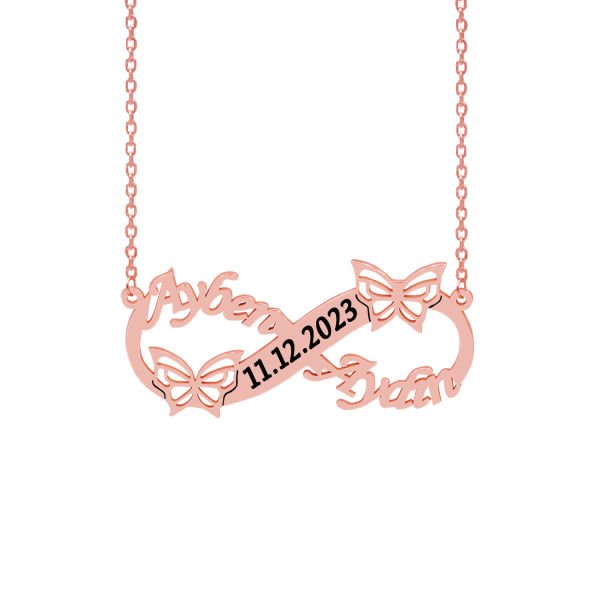 Gümüş Kelebekli Sonsuzluk İsimli Kolye