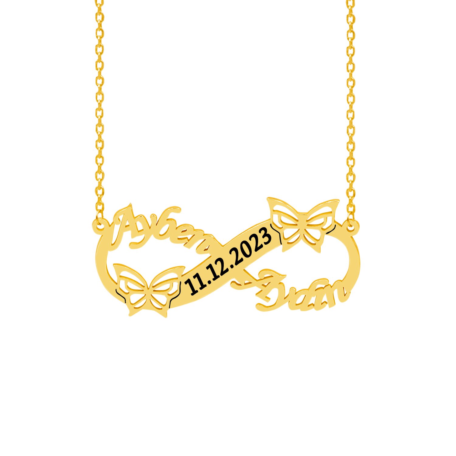 Gümüş Kelebekli Sonsuzluk İsimli Kolye