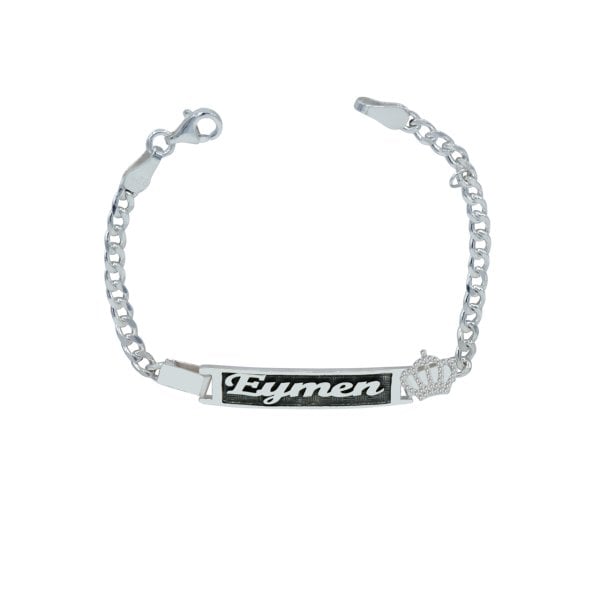 Gümüş Taçlı Çocuk Bebek İsimli Bileklik