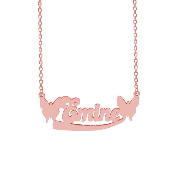 Gümüş Kelebek Tasarımlı İsimli Kolye