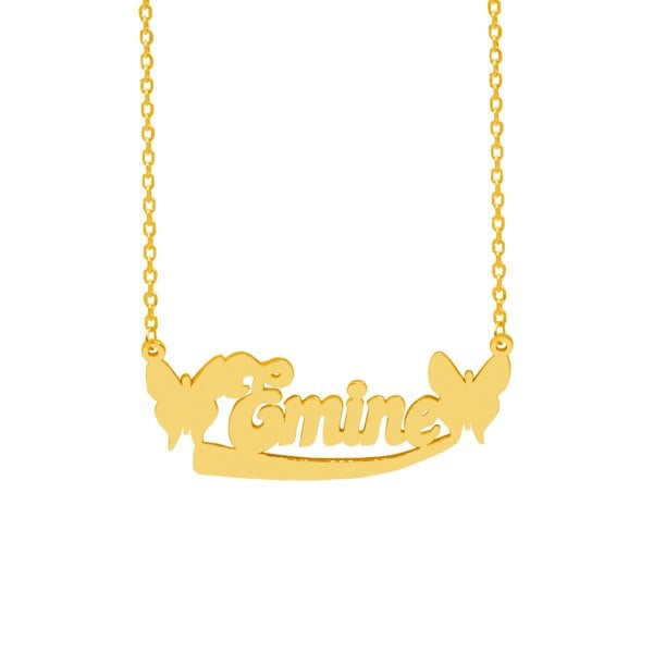 Gümüş Kelebek Tasarımlı İsimli Kolye