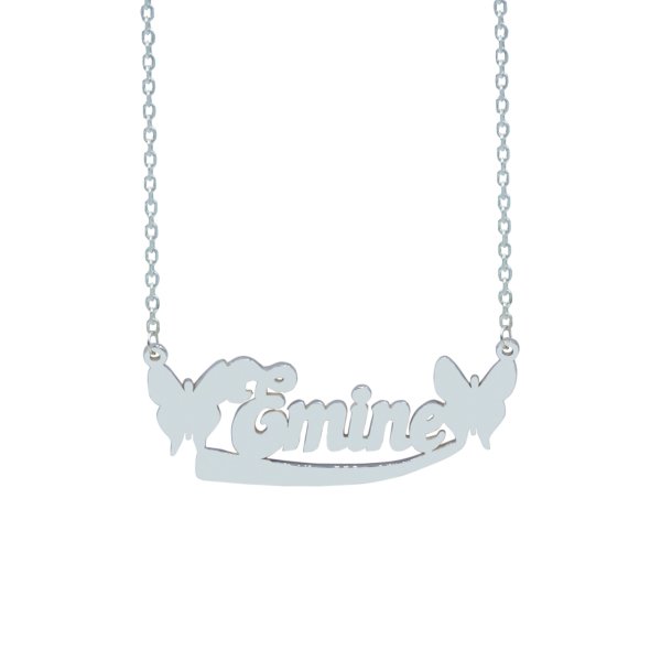 Gümüş Kelebek Tasarımlı İsimli Kolye