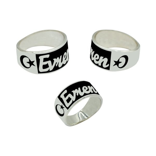 Gümüş Ay Yıldızlı İsimli Yüzük