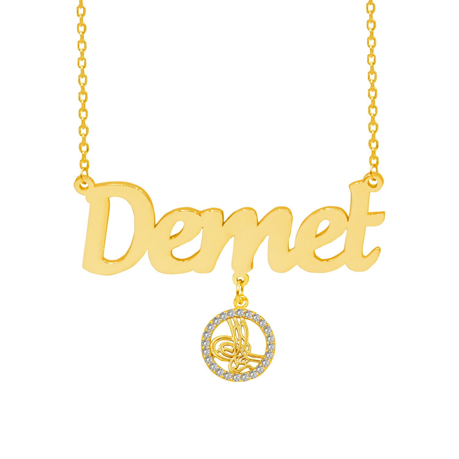 Gümüş Tuğra Sallantılı İsimli Kolye