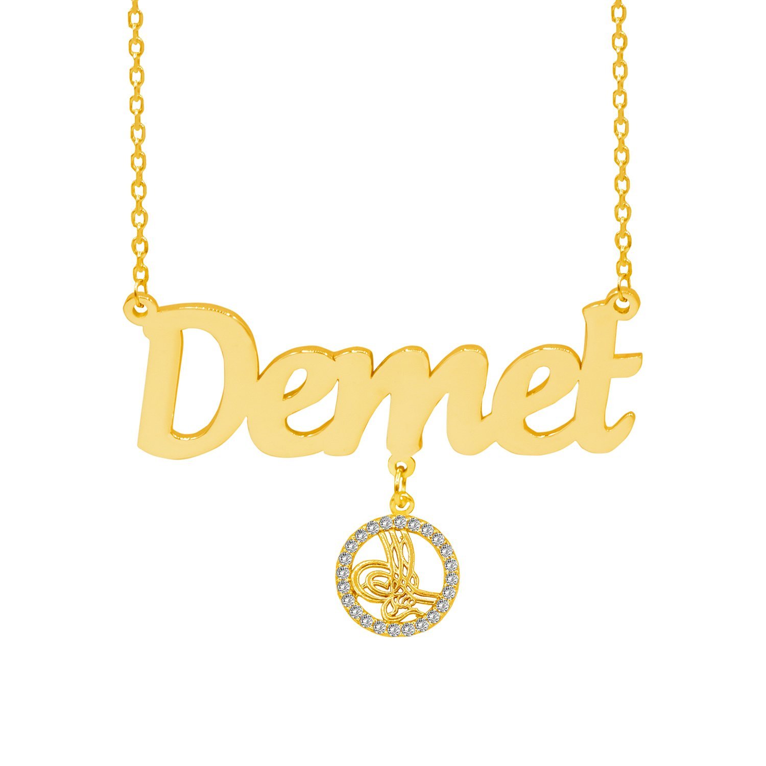 Gümüş Tuğra Sallantılı İsimli Kolye