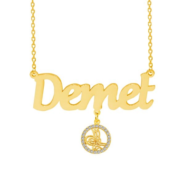 Gümüş Tuğra Sallantılı İsimli Kolye