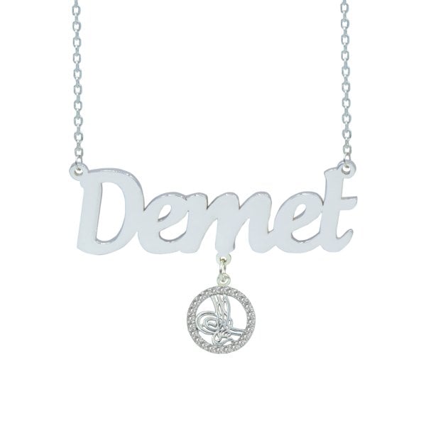 Gümüş Tuğra Sallantılı İsimli Kolye