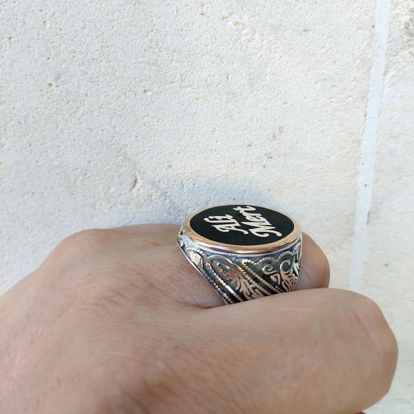 Gümüş İsimli Mineli Erkek Yüzük