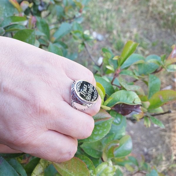 Gümüş Mineli İsimli Erkek Yüzük