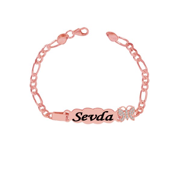 Gümüş Kelebekli İsimli Çocuk Bileklik