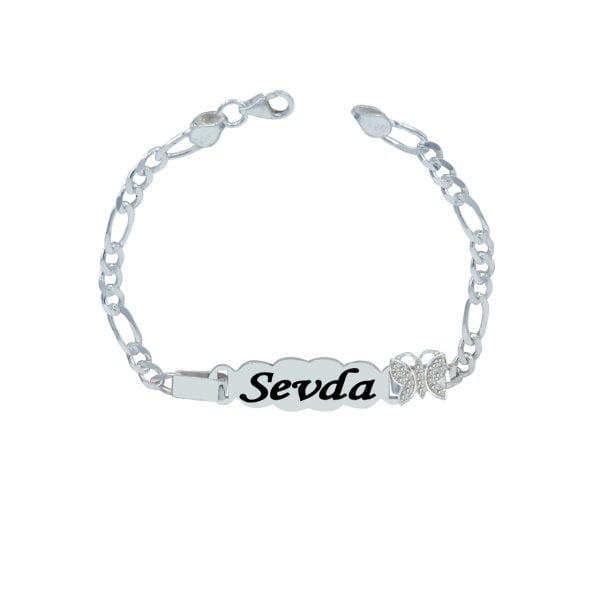 Gümüş Kelebekli İsimli Çocuk Bileklik