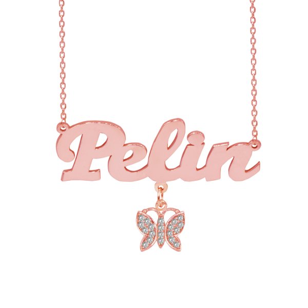 Gümüş Sallantılı Kelebek İsimli Kolye