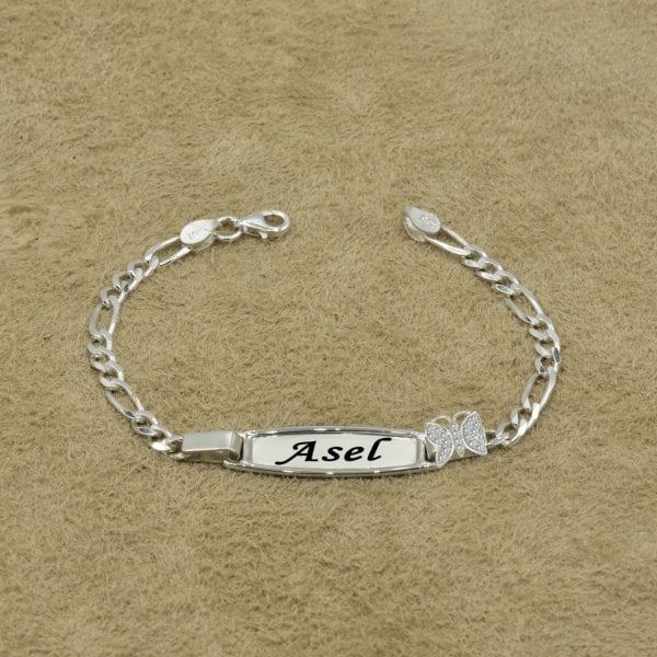 Gümüş Kelebekli Çocuk İsimli Bileklik