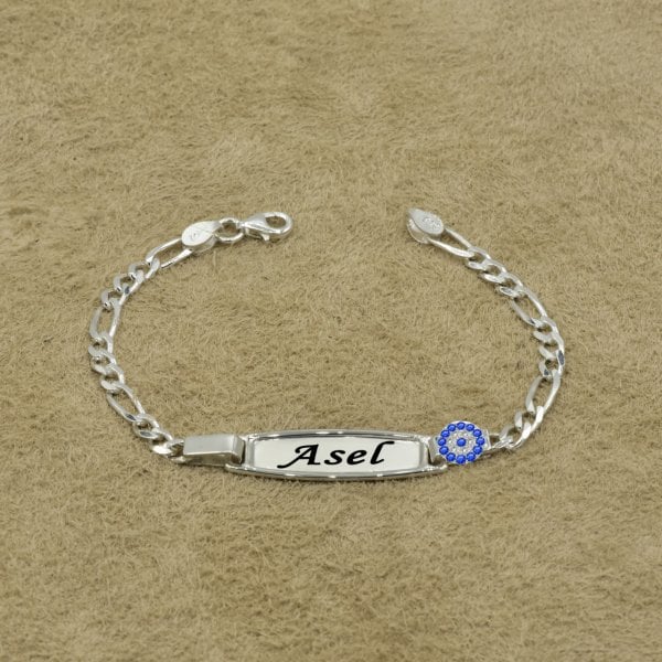 Gümüş Nazar Boncuklu İsimli Çocuk Bileklik