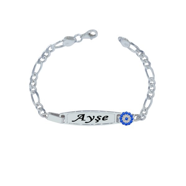 Gümüş Nazar Boncuklu İsimli Çocuk Bileklik