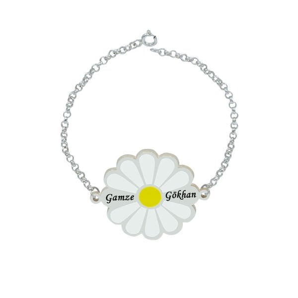 Gümüş İsimli Papatya Bayan Bileklik