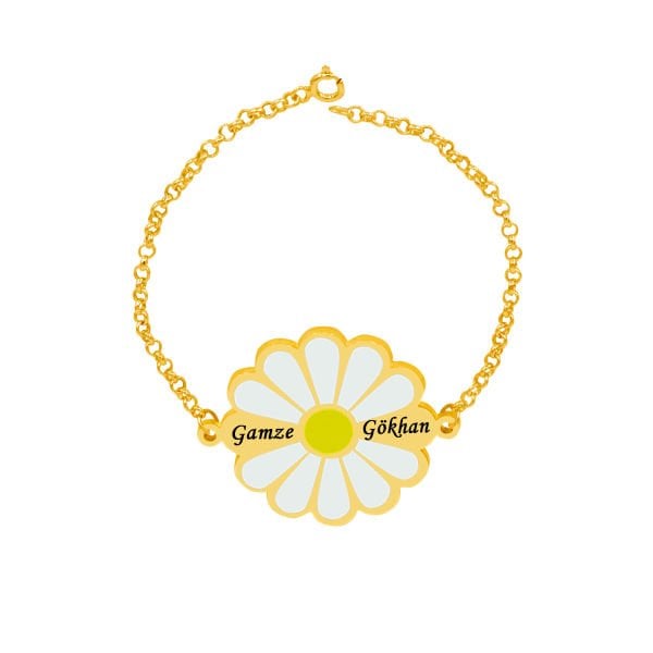 Gümüş İsimli Papatya Bayan Bileklik