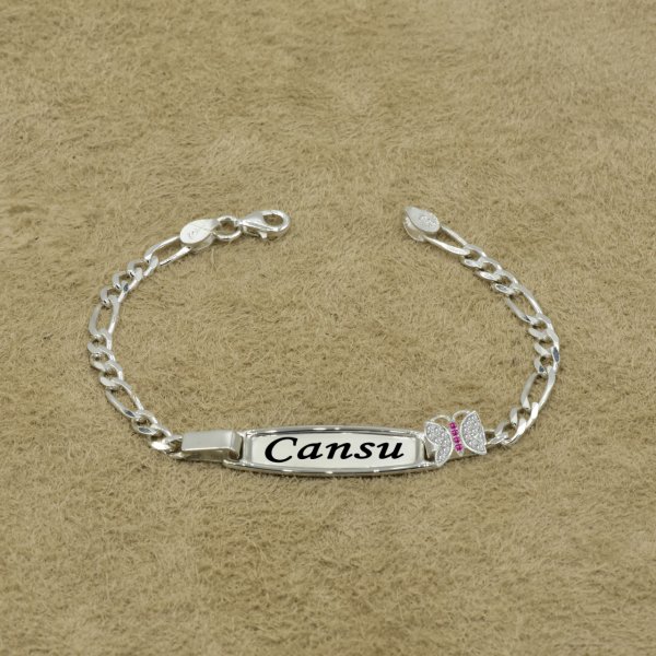 Gümüş Kelebekli İsimli Çocuk Bileklik