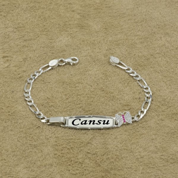 Gümüş Kelebekli İsimli Çocuk Bileklik