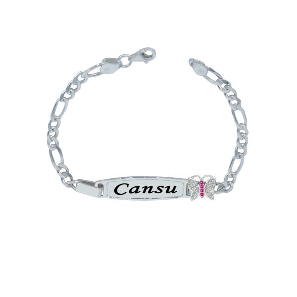 Gümüş Kelebekli İsimli Çocuk Bileklik