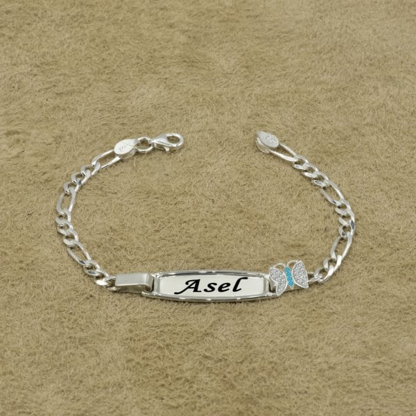 Gümüş Kelebekli İsimli Çocuk Bileklik