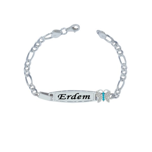 Gümüş Kelebekli İsimli Çocuk Bileklik