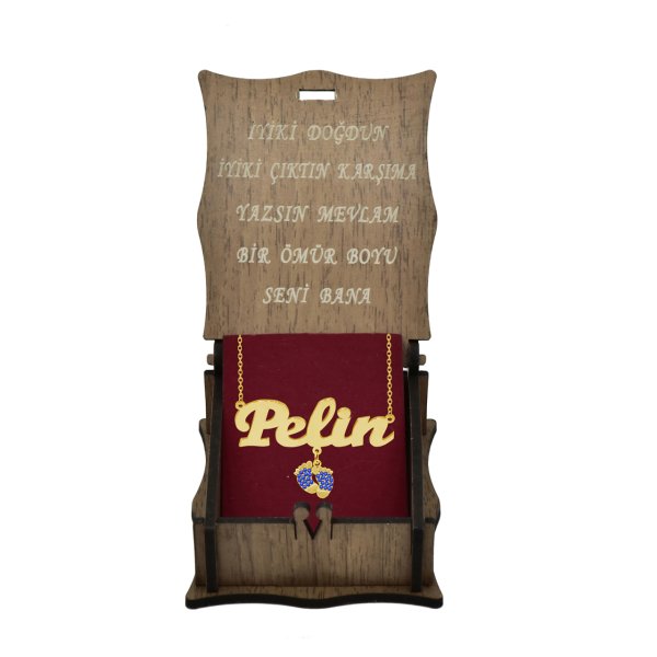 Gümüş Mavi Taş Patik Sallantılı İsimli Kolye