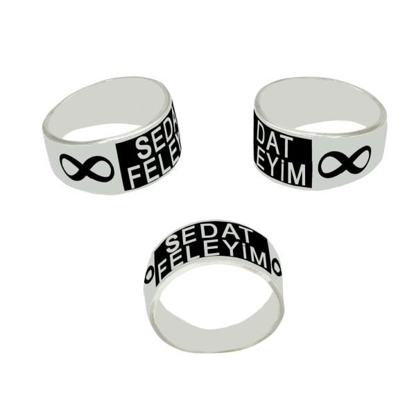 Gümüş Sonsuzluk Tasarımlı Mineli İsimli Yüzük