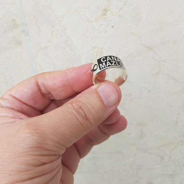 Gümüş Sonsuzluk Tasarımlı Mineli İsimli Yüzük