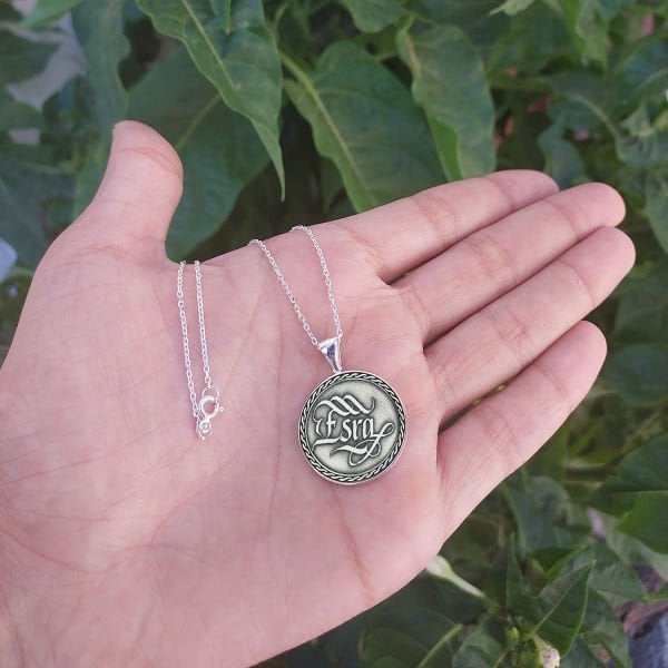 Gümüş Hat Yazısı İsimli Kolye