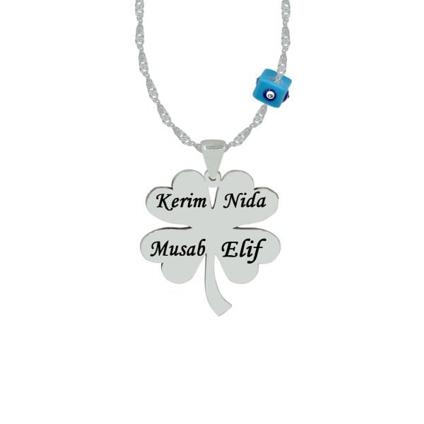 Gümüş Kalpli İsimli Yonca Kolye