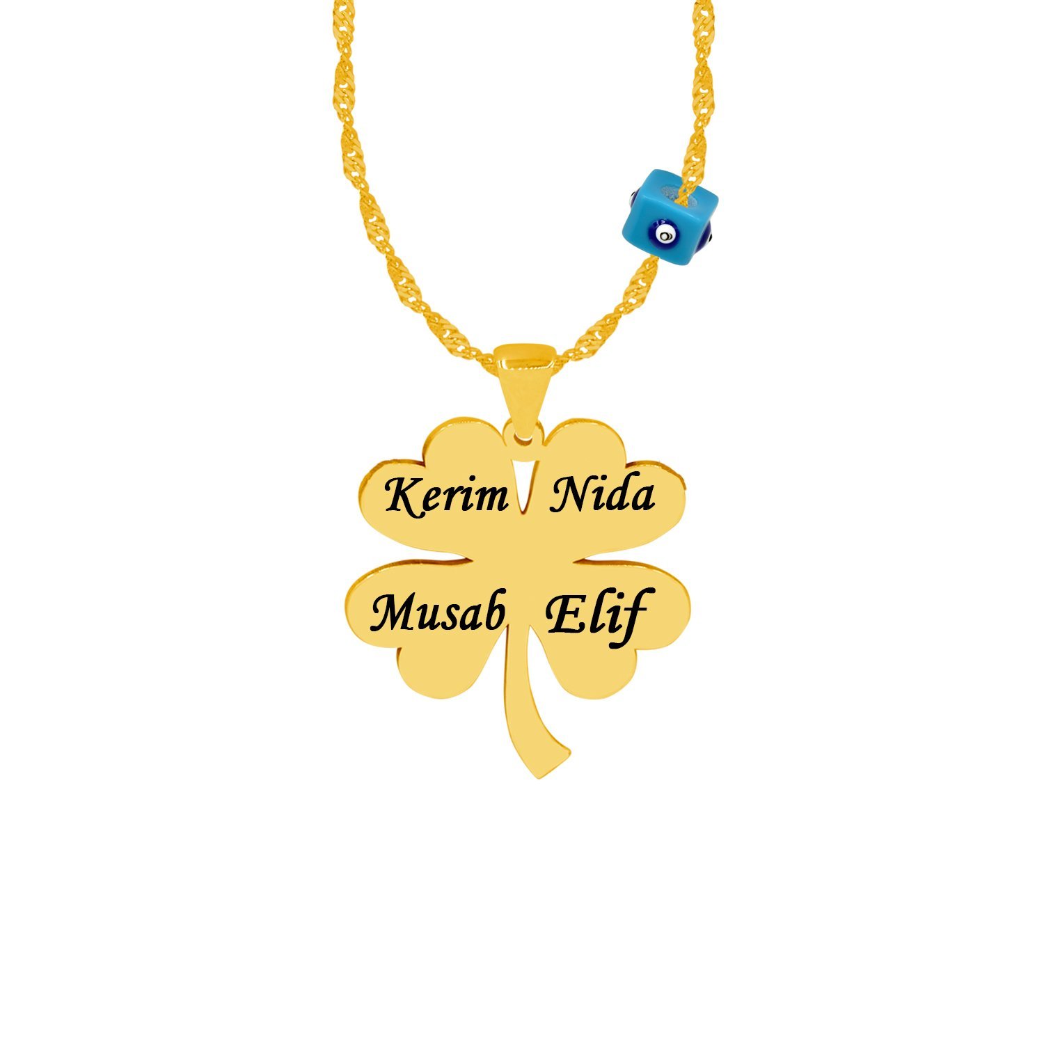 Gümüş Kalpli İsimli Yonca Kolye