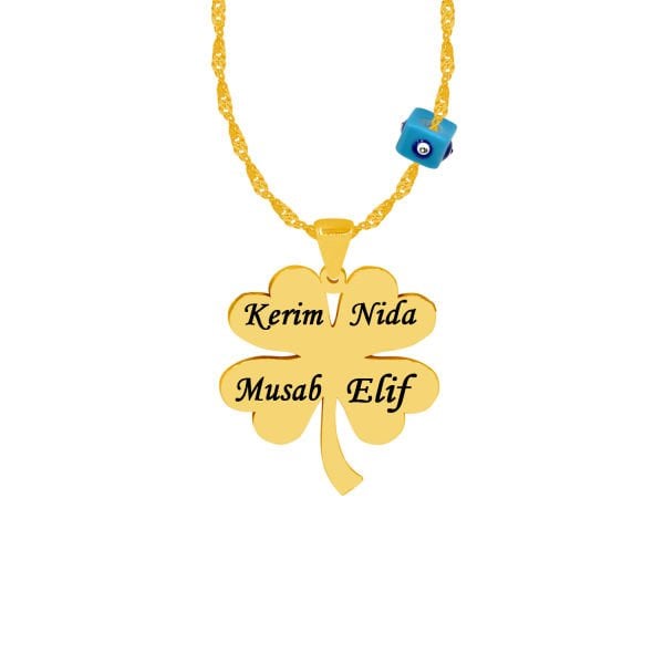 Gümüş Kalpli İsimli Yonca Kolye