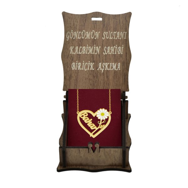 Gümüş Kalpli Papatya İsimli Kolye