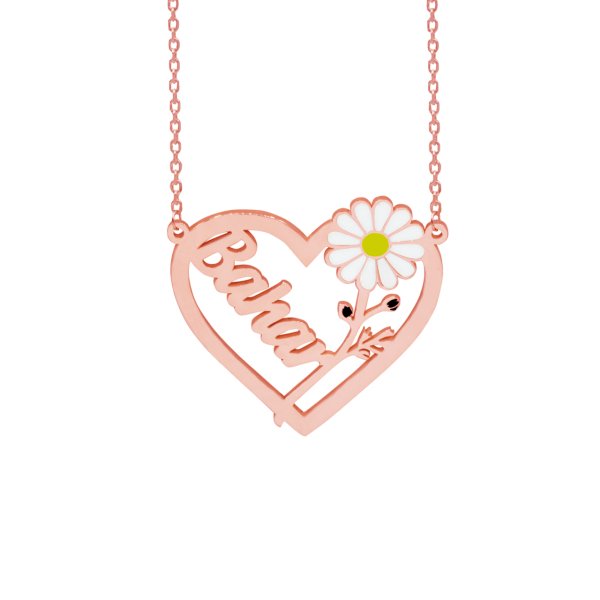 Gümüş Kalpli Papatya İsimli Kolye
