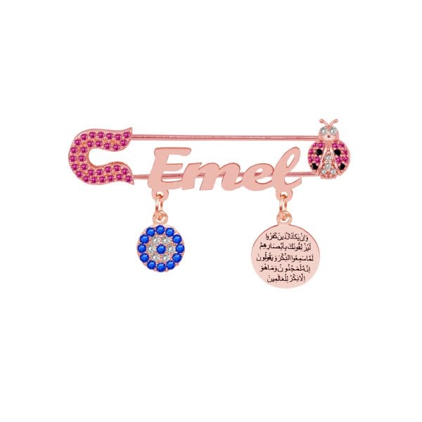 Gümüş Uğur Böcekli Dualı İsimli Bebek Nazar İğnesi