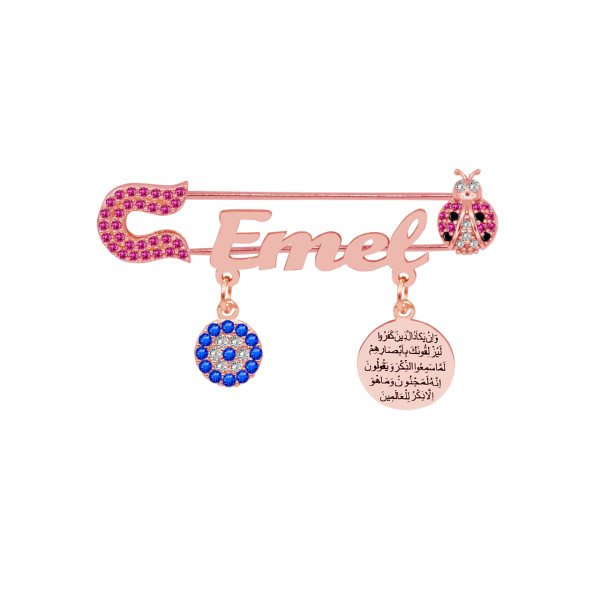 Gümüş Uğur Böcekli Dualı İsimli Bebek Nazar İğnesi