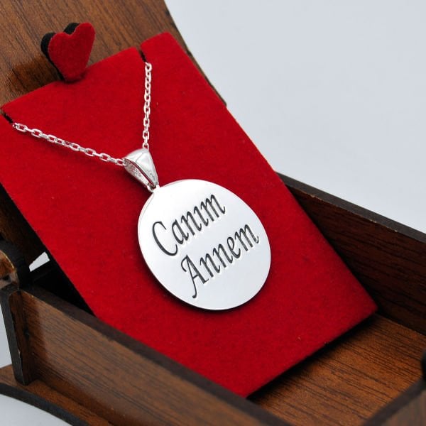 Gümüş Yuvarlak İsimli Para Kolye