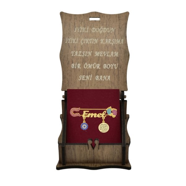 Gümüş Patikli Nazar Dualı İsimli Bebek Çatal İğne